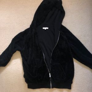 Pacsun black fuzzy zip up